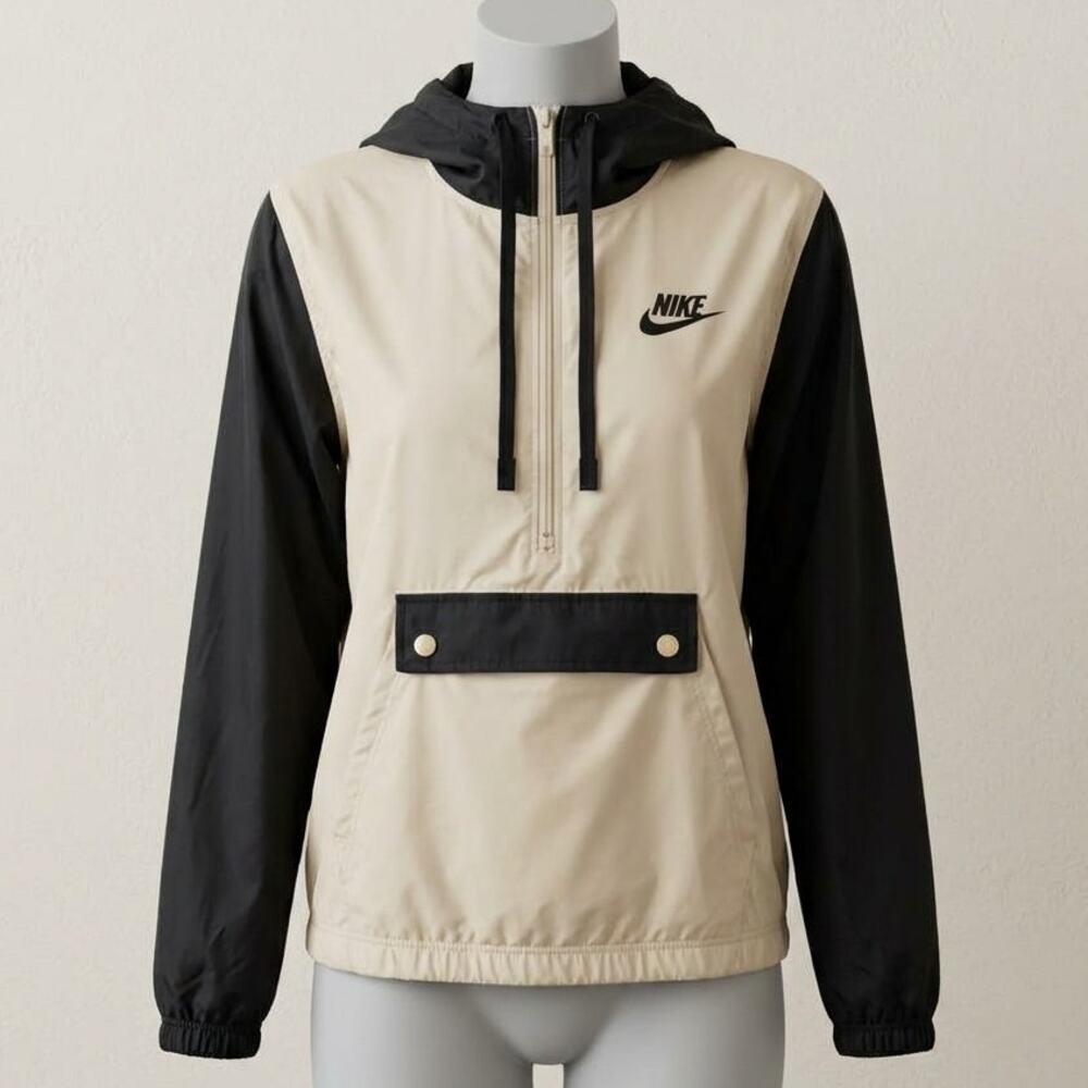 Nike Sportswear Men's Windrunner Anorak Hooded Jacket M Colorblock Beige Black
